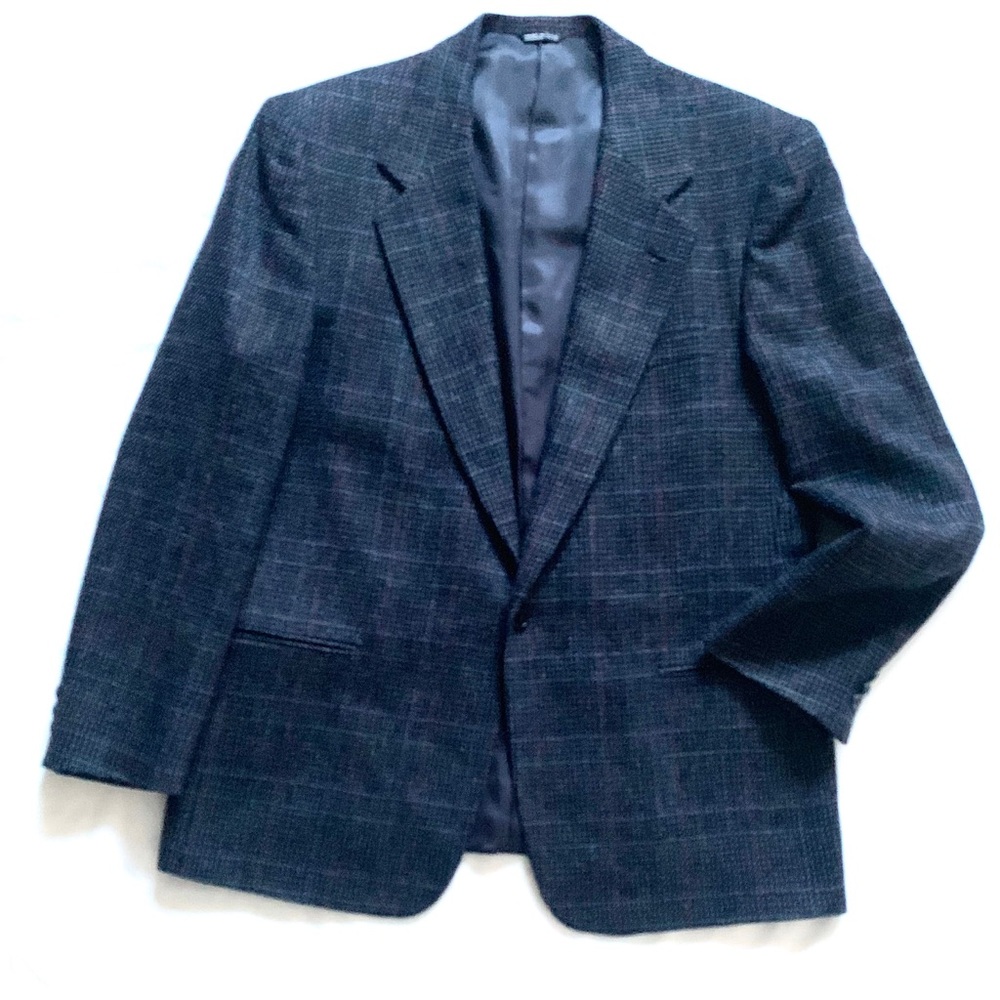 Men’s Portfolio Blue Plaid Wool Sportcoat Size 42